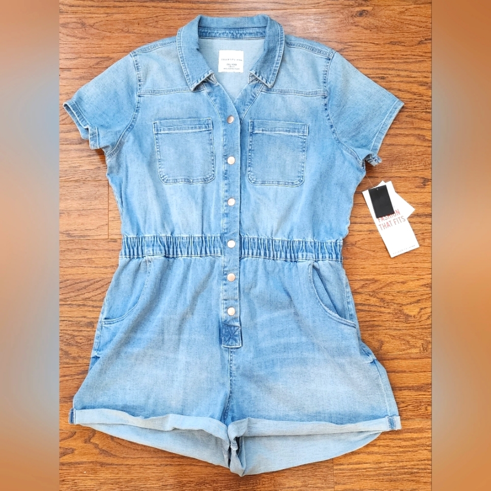NWT Celebrity Pink Denim Romper Size 2XL
